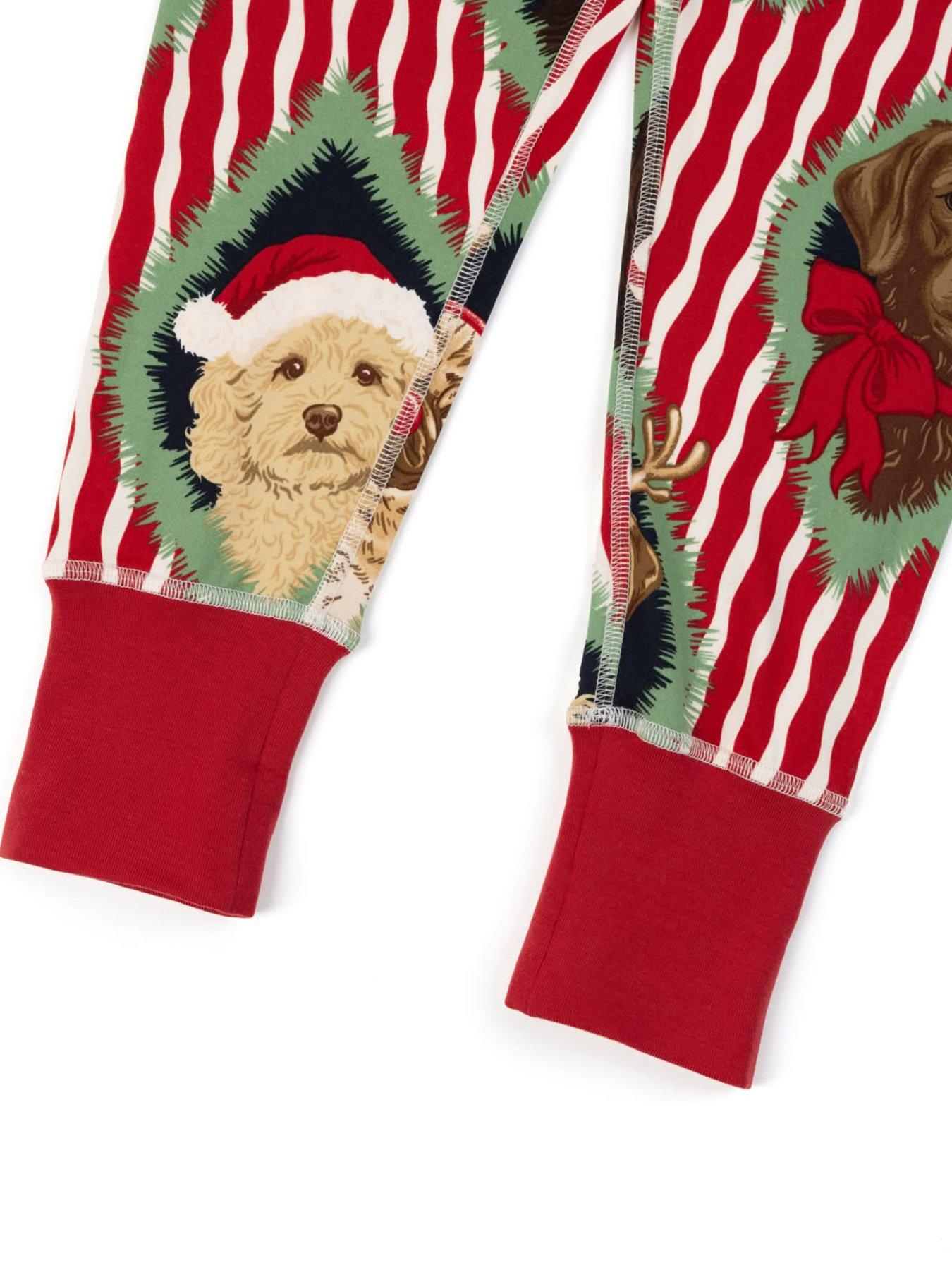 Image 6 of 7 of CHELSEA PEERS Chelsea Peers Kids Christmas Chip &amp; Friends Stripe Print Long Pyjama Set - Red