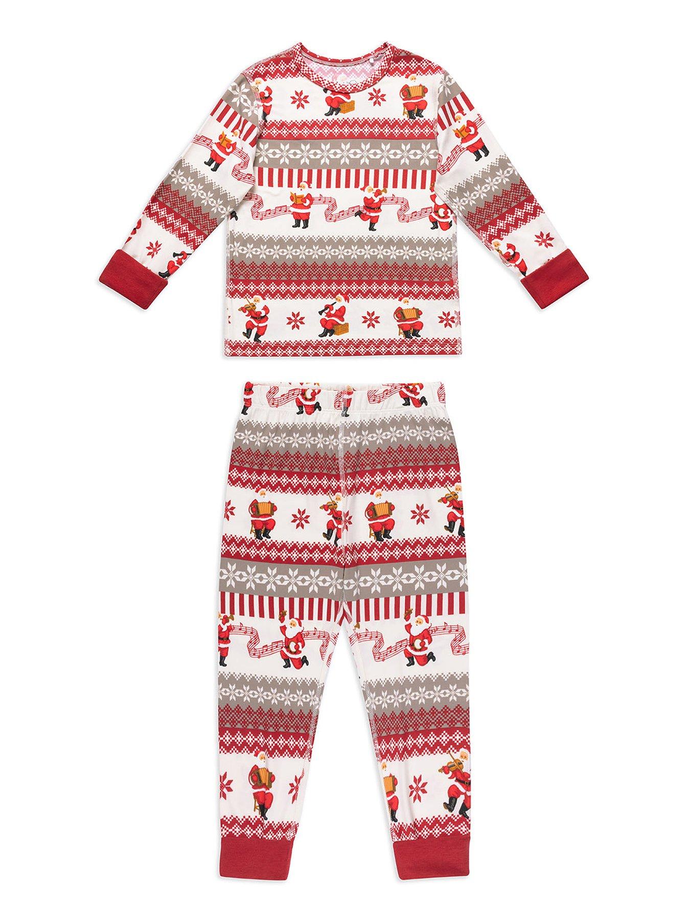 Image 2 of 7 of CHELSEA PEERS Chelsea Peers Kids Musical Santa Fair Isle Print Long Pyjama Set - Off White