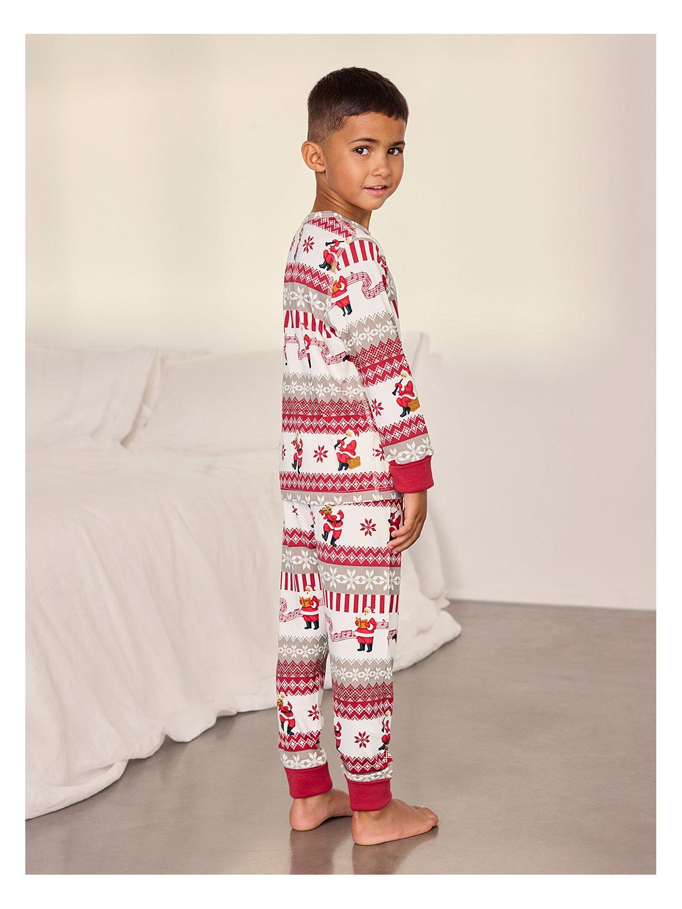 Image 3 of 7 of CHELSEA PEERS Chelsea Peers Kids Musical Santa Fair Isle Print Long Pyjama Set - Off White