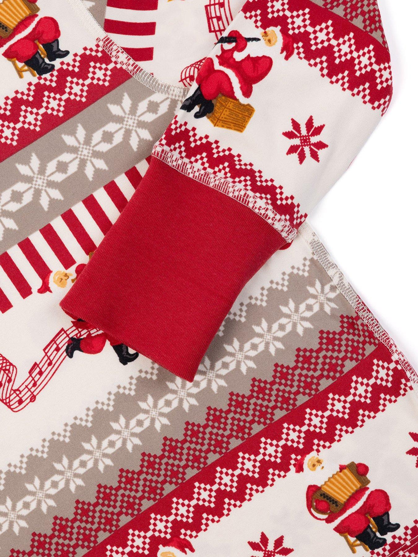 Image 6 of 7 of CHELSEA PEERS Chelsea Peers Kids Musical Santa Fair Isle Print Long Pyjama Set - Off White