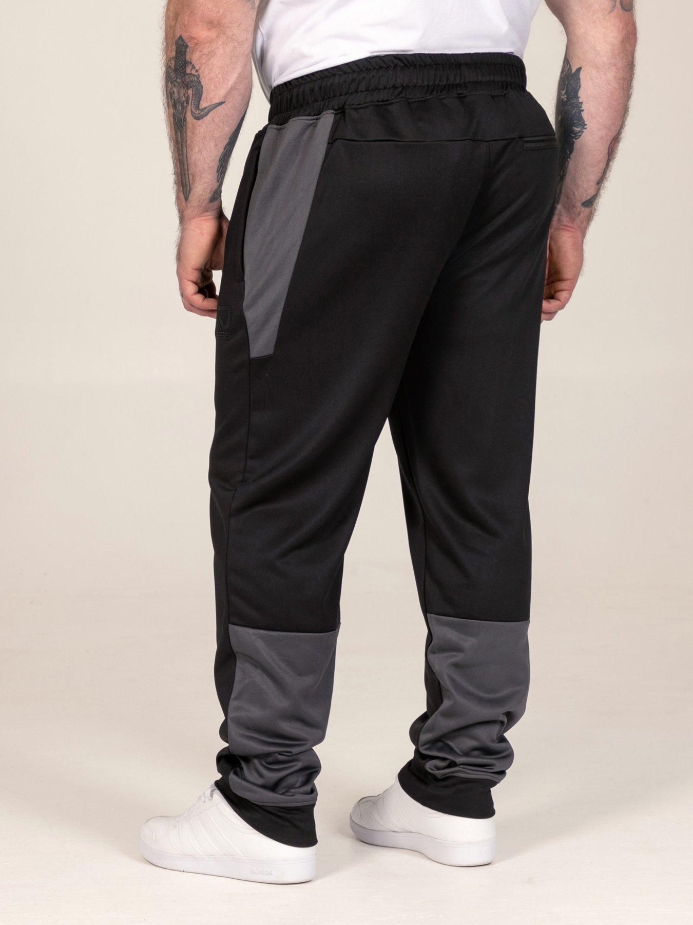Image 2 of 7 of D555 Mens Dry Wear Tricot Contrast Panel Joggers - Black