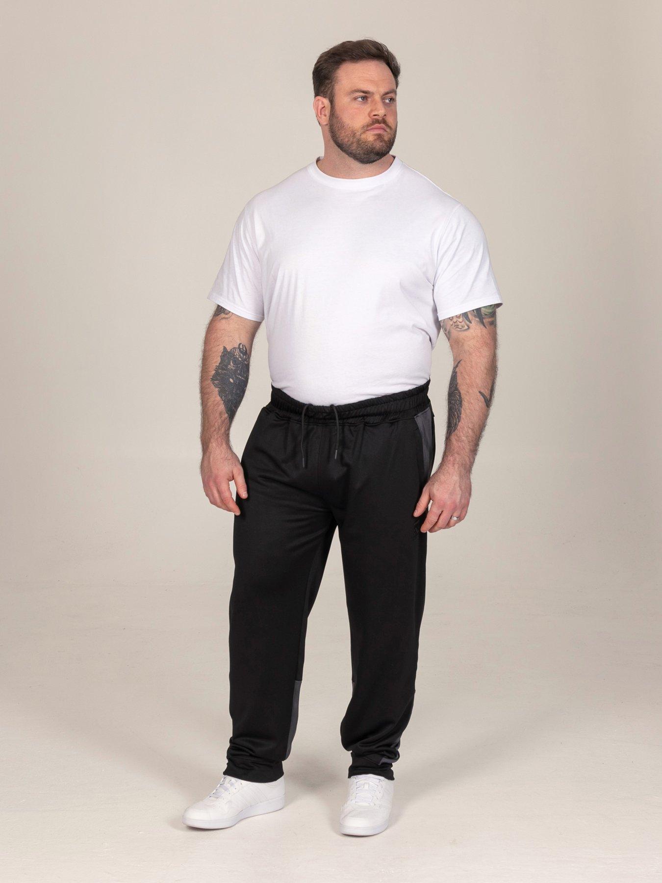 Image 3 of 7 of D555 Mens Dry Wear Tricot Contrast Panel Joggers - Black
