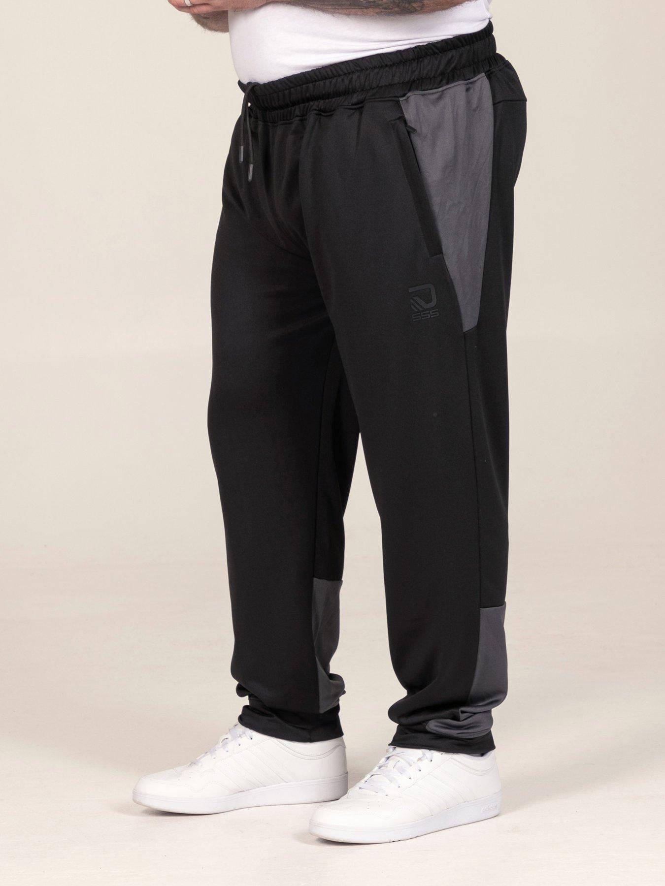 Image 4 of 7 of D555 Mens Dry Wear Tricot Contrast Panel Joggers - Black