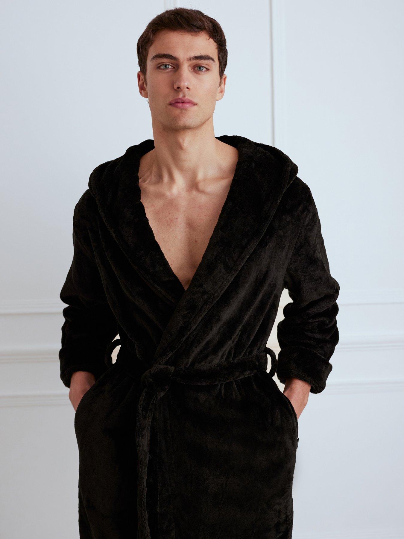 Image 3 of 4 of CHELSEA PEERS Chelsea Peers Fleece Hooded Dressing Gown - Black