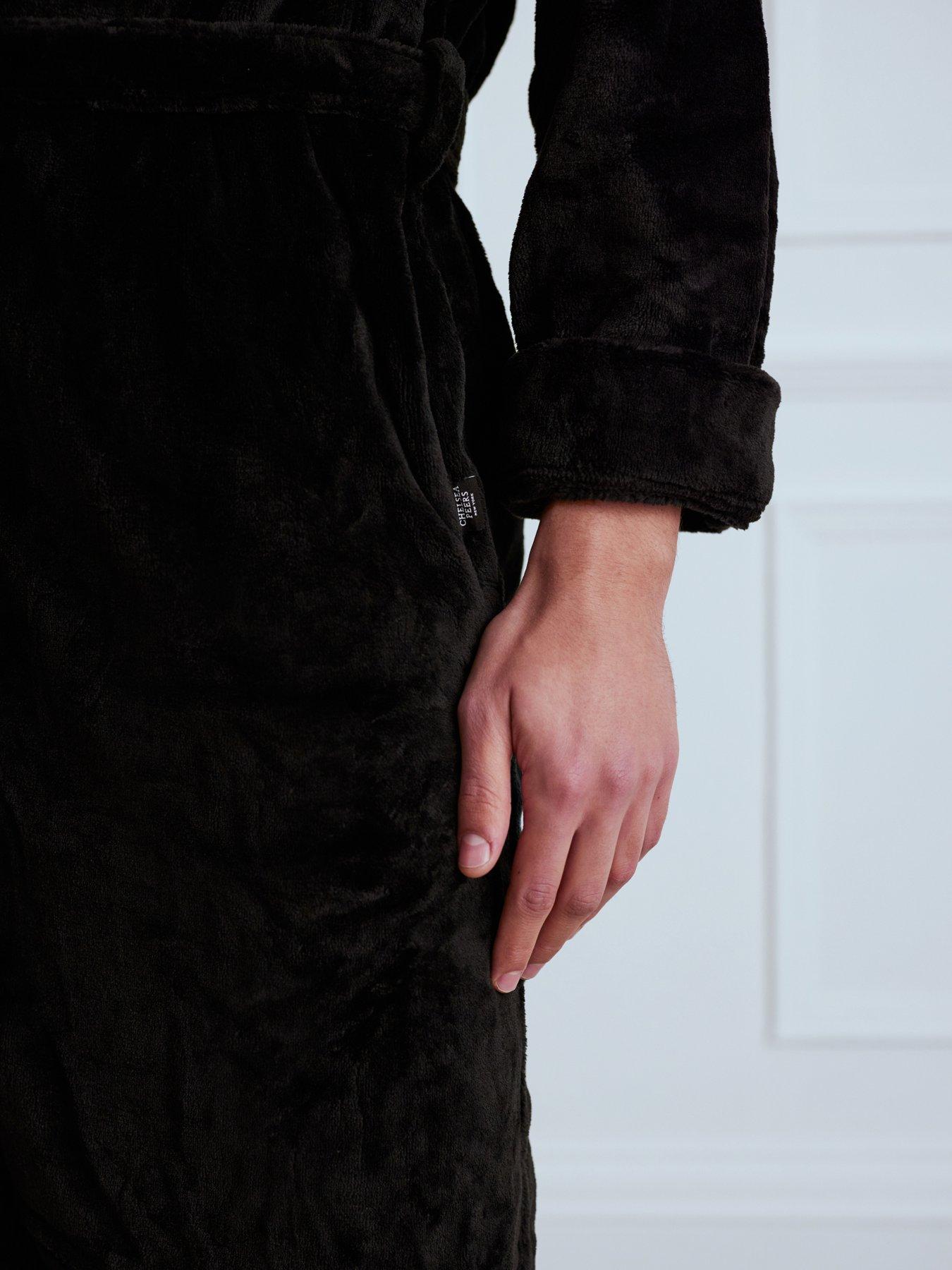Image 4 of 4 of CHELSEA PEERS Chelsea Peers Fleece Hooded Dressing Gown - Black