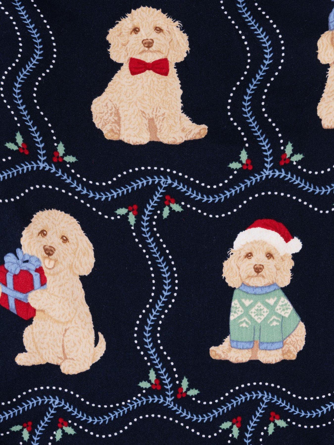 Image 3 of 3 of CHELSEA PEERS Chelsea Peers Baby Christmas Chip The Cockapoo Portraits Print Sleepsuit - Navy
