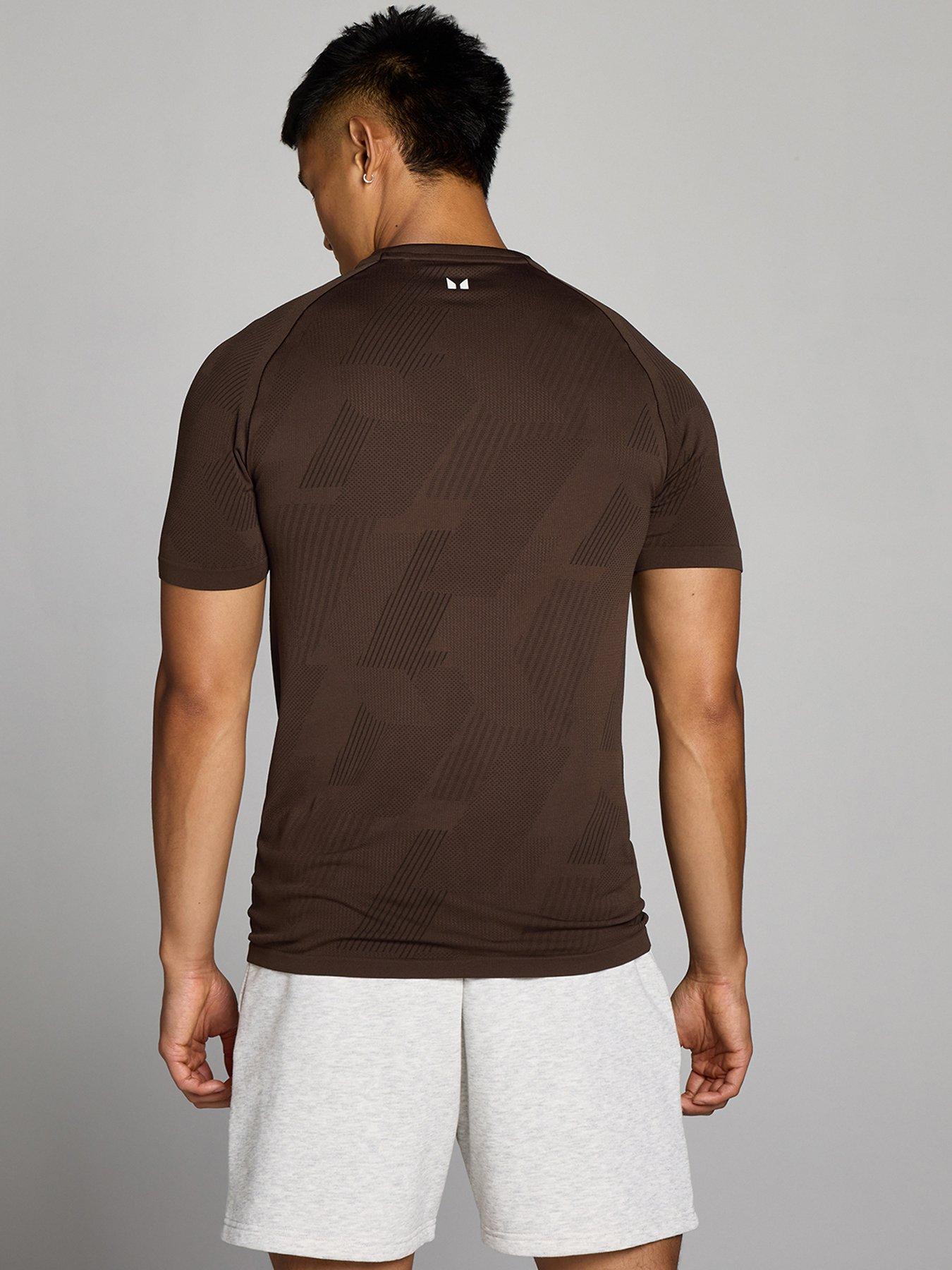 Image 2 of 4 of Myprotein Mens Tempo Pillar Seamless Graphic Raglan T-Shirt - Brown