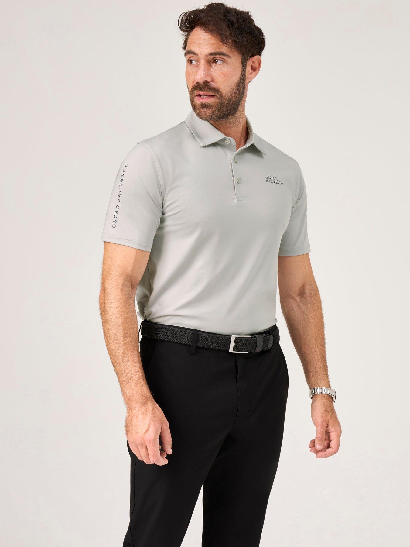 Image 1 of 4 of Oscar Jacobson Mens Bullock Tour Stretch Polo Shirt - Grey