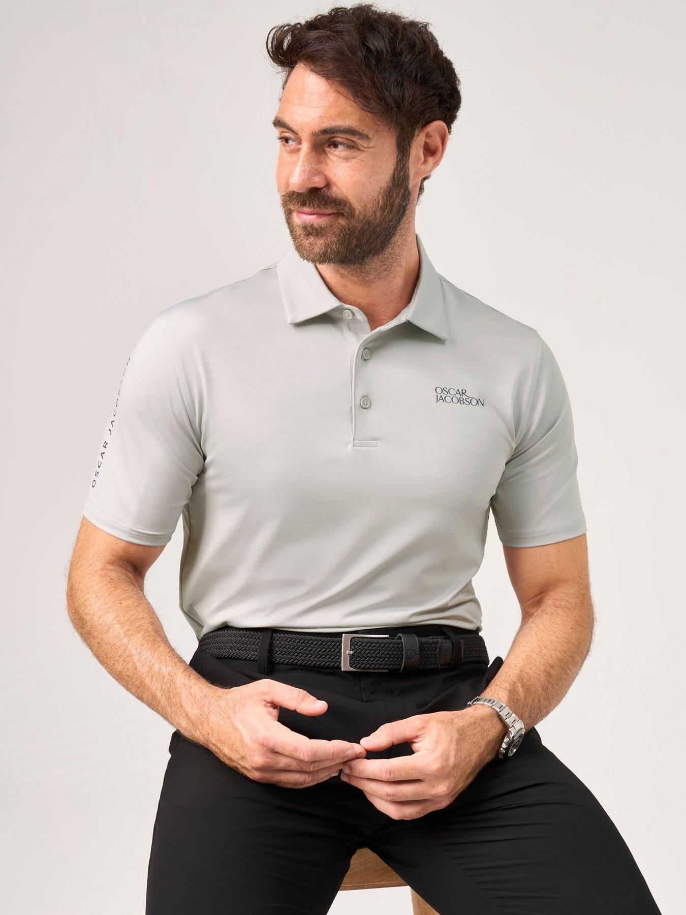 Image 3 of 4 of Oscar Jacobson Mens Bullock Tour Stretch Polo Shirt - Grey