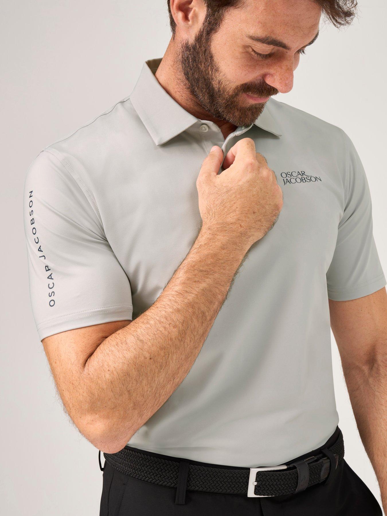 Image 4 of 4 of Oscar Jacobson Mens Bullock Tour Stretch Polo Shirt - Grey