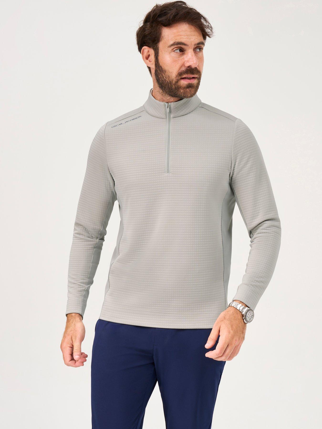 Image 1 of 4 of Oscar Jacobson Mens Golf Waite Quarter Zip Stretch Mid Layer - Grey