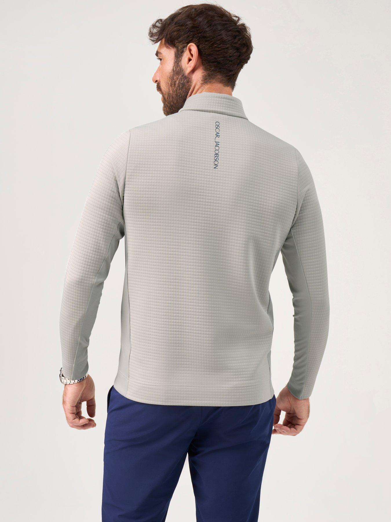 Image 2 of 4 of Oscar Jacobson Mens Golf Waite Quarter Zip Stretch Mid Layer - Grey