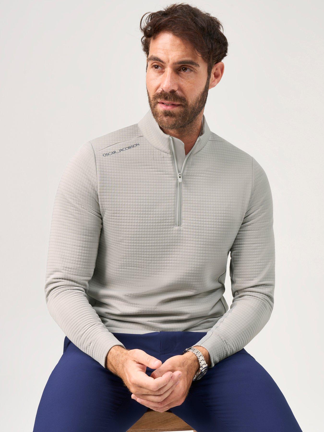 Image 3 of 4 of Oscar Jacobson Mens Golf Waite Quarter Zip Stretch Mid Layer - Grey