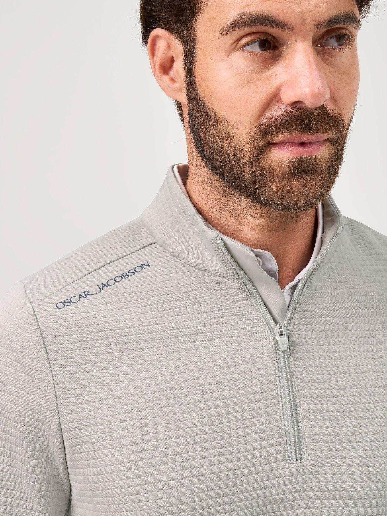 Image 4 of 4 of Oscar Jacobson Mens Golf Waite Quarter Zip Stretch Mid Layer - Grey