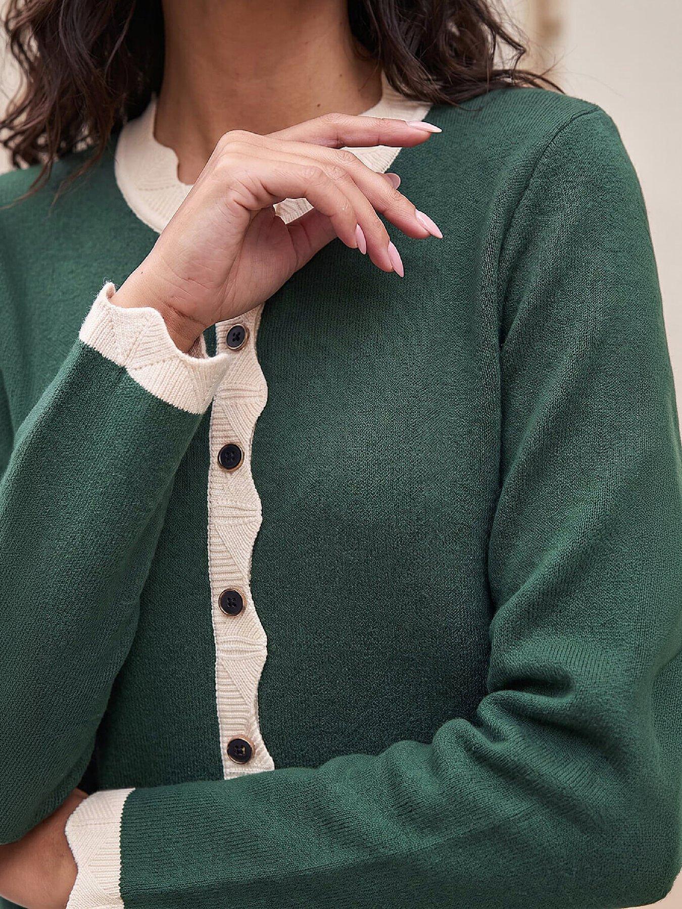 Image 2 of 4 of Roman Button Through Scallop Knit Dress