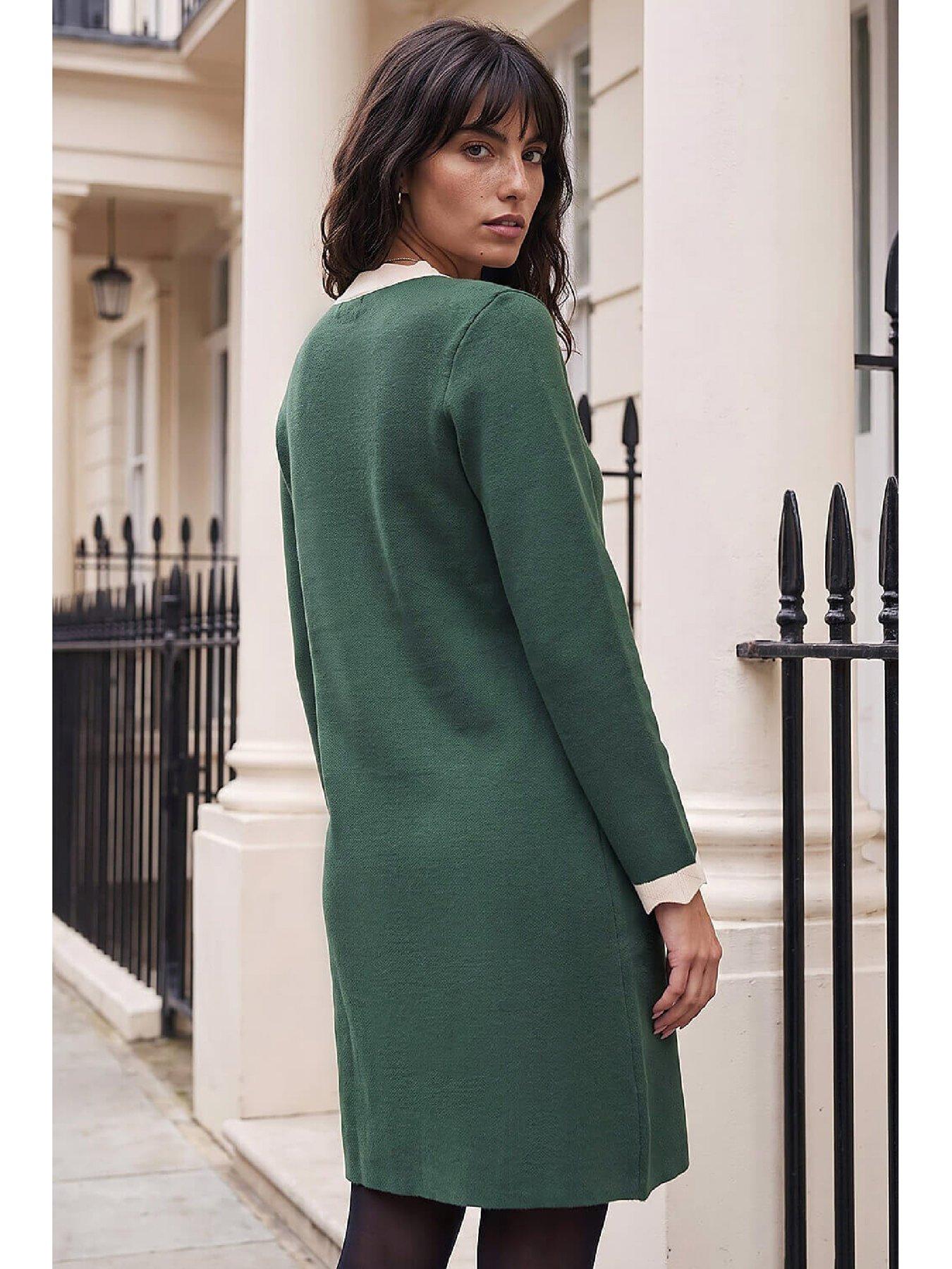 Image 3 of 4 of Roman Button Through Scallop Knit Dress