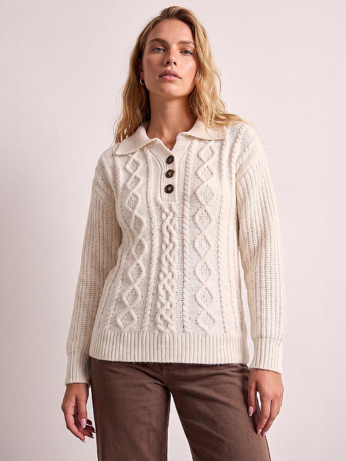 Image 1 of 4 of Roman Henley Chenille Cable Jumper