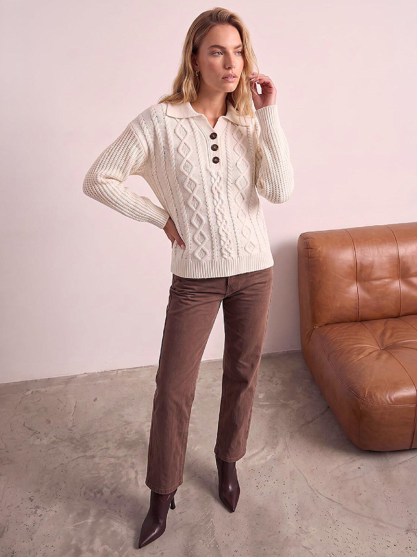 Image 3 of 4 of Roman Henley Chenille Cable Jumper