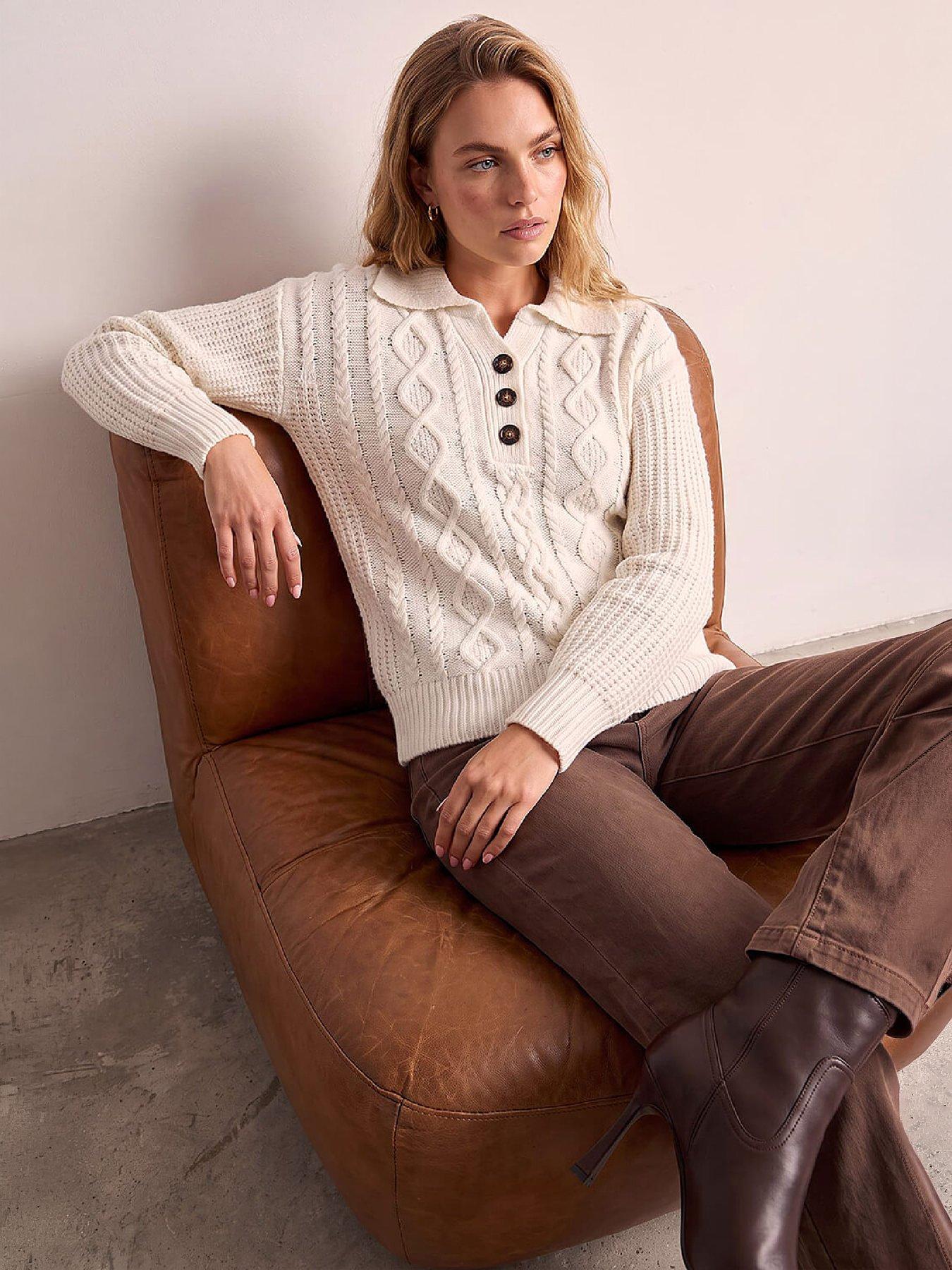 Image 4 of 4 of Roman Henley Chenille Cable Jumper