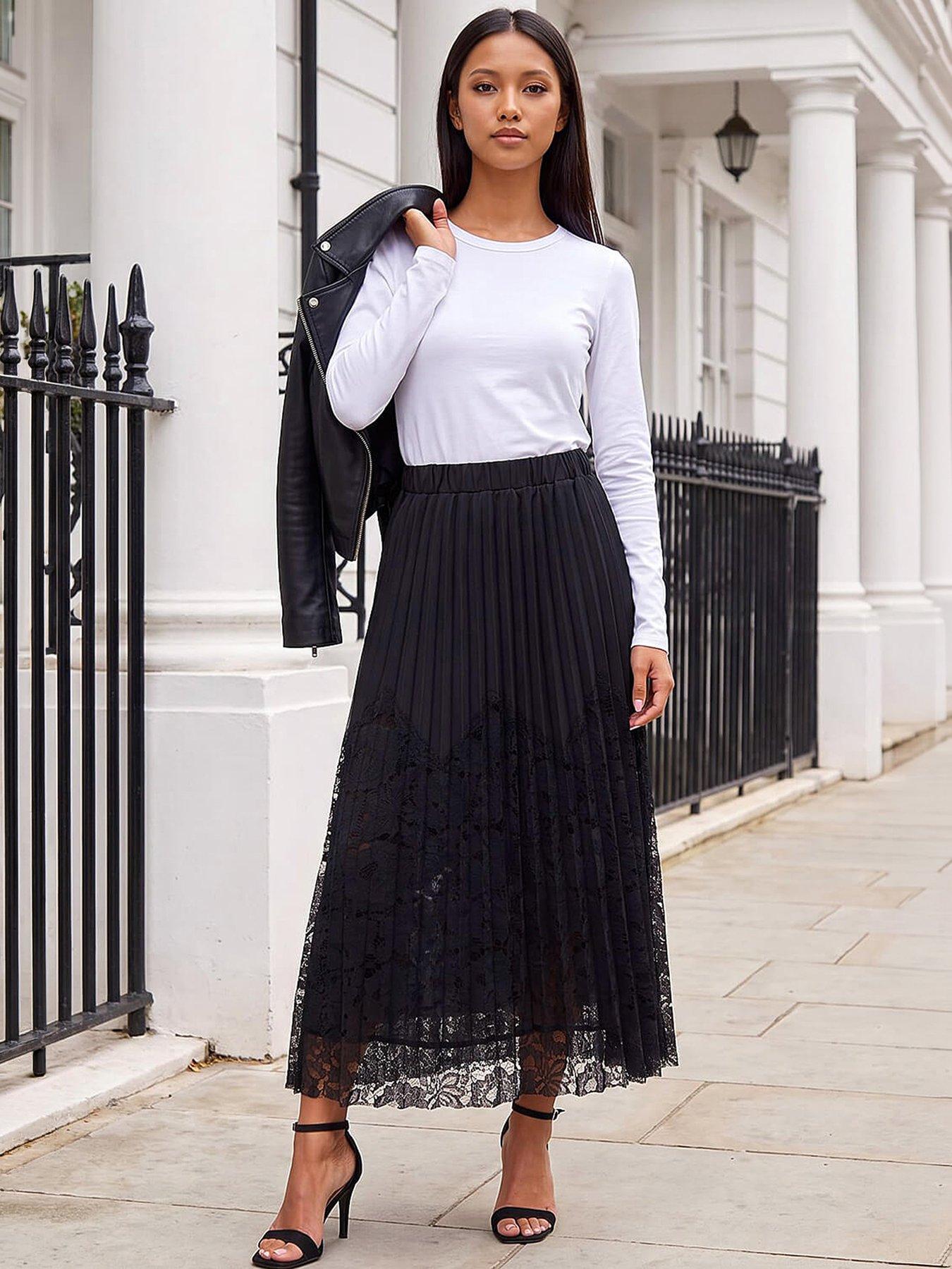 Image 1 of 4 of Roman Petite Lace Pleated Skirt