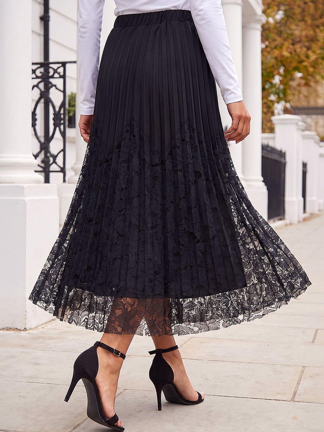 Image 4 of 4 of Roman Petite Lace Pleated Skirt