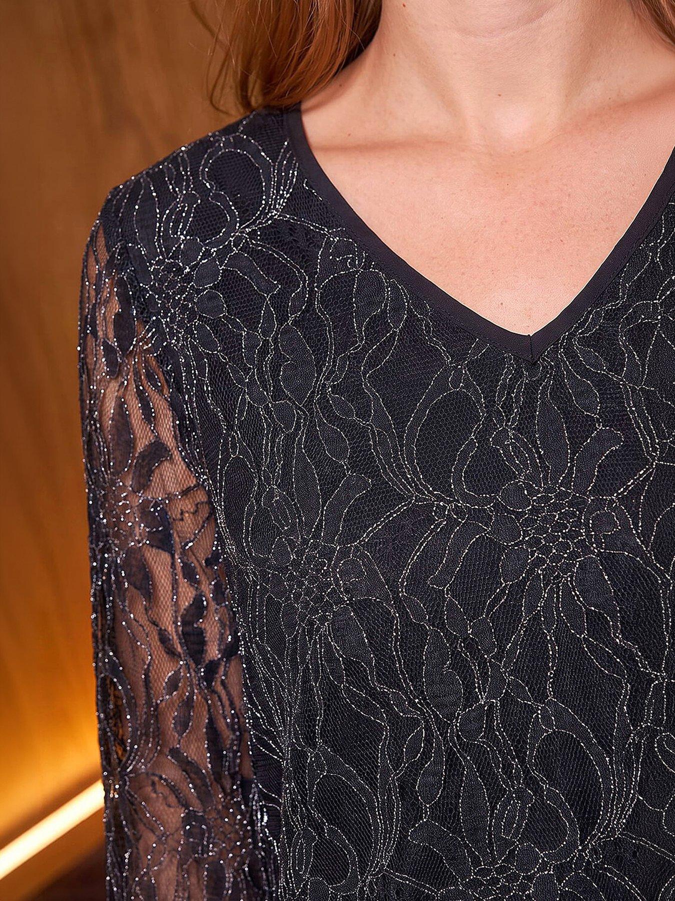 Image 2 of 4 of Roman Lace Mesh Long Sleeve Top