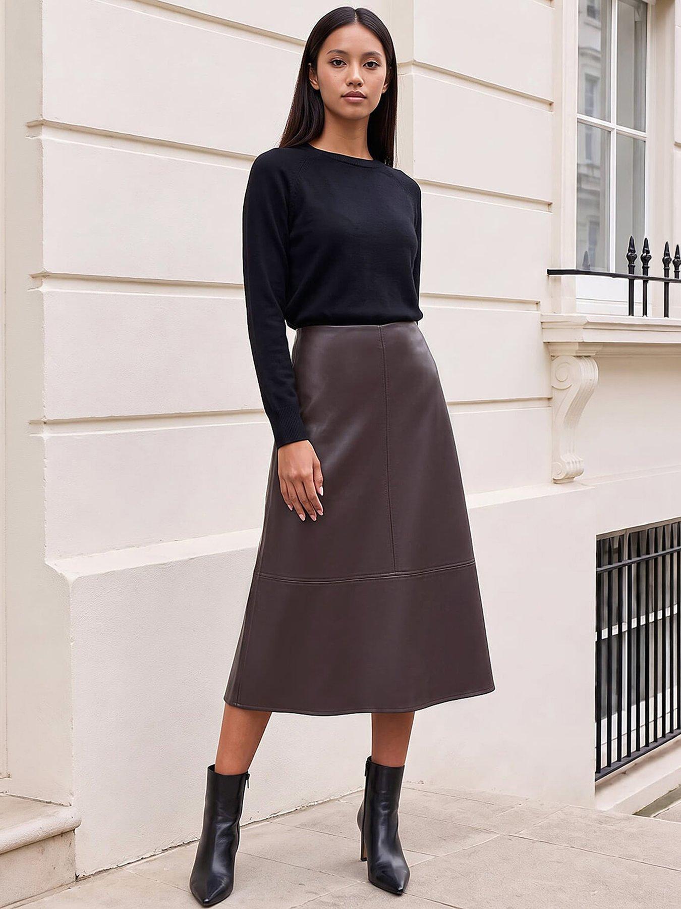 Image 4 of 4 of Roman Petite A-line Pu Skirt