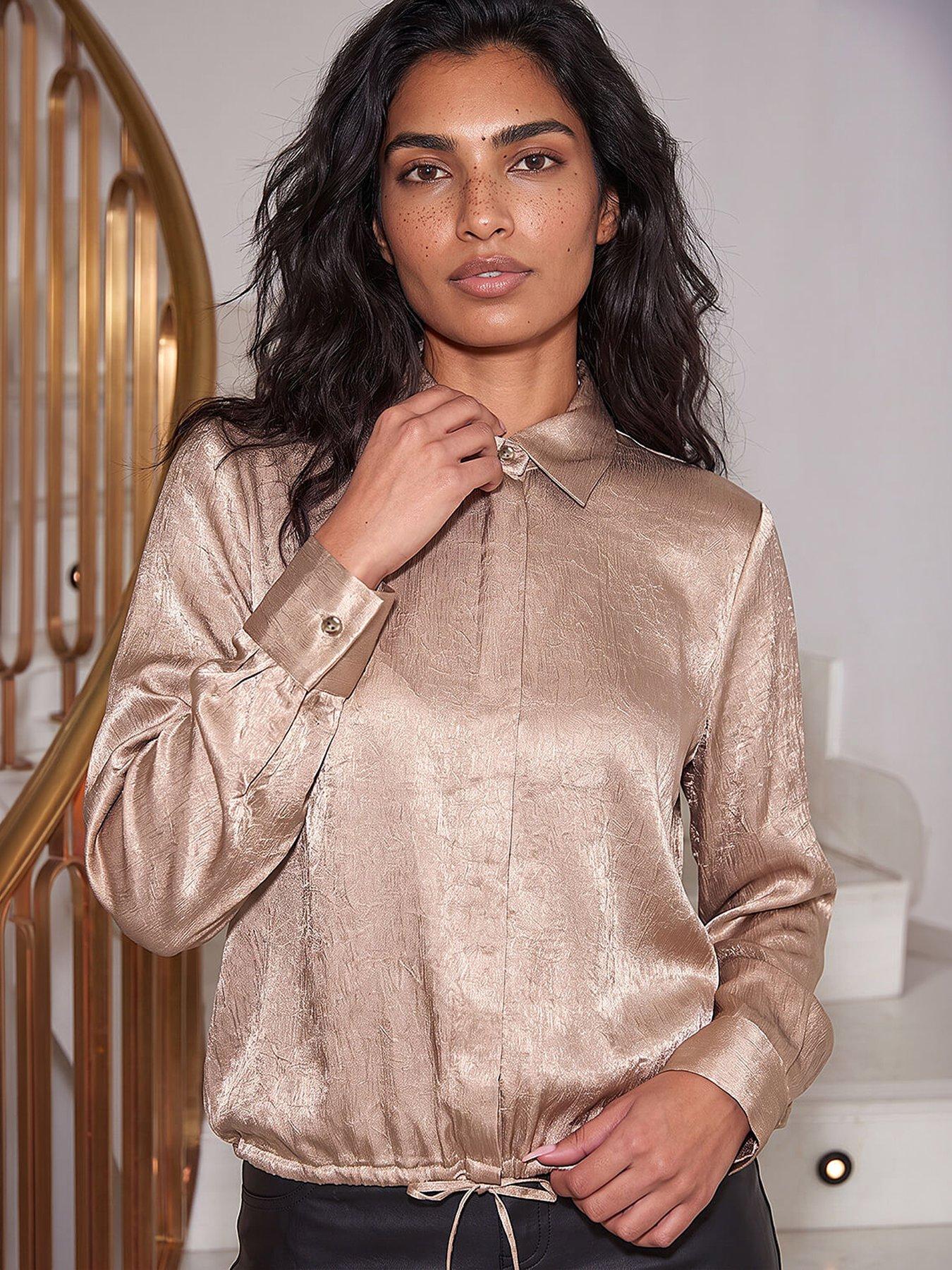 Image 3 of 4 of Roman Satin Tie Hem Shirt