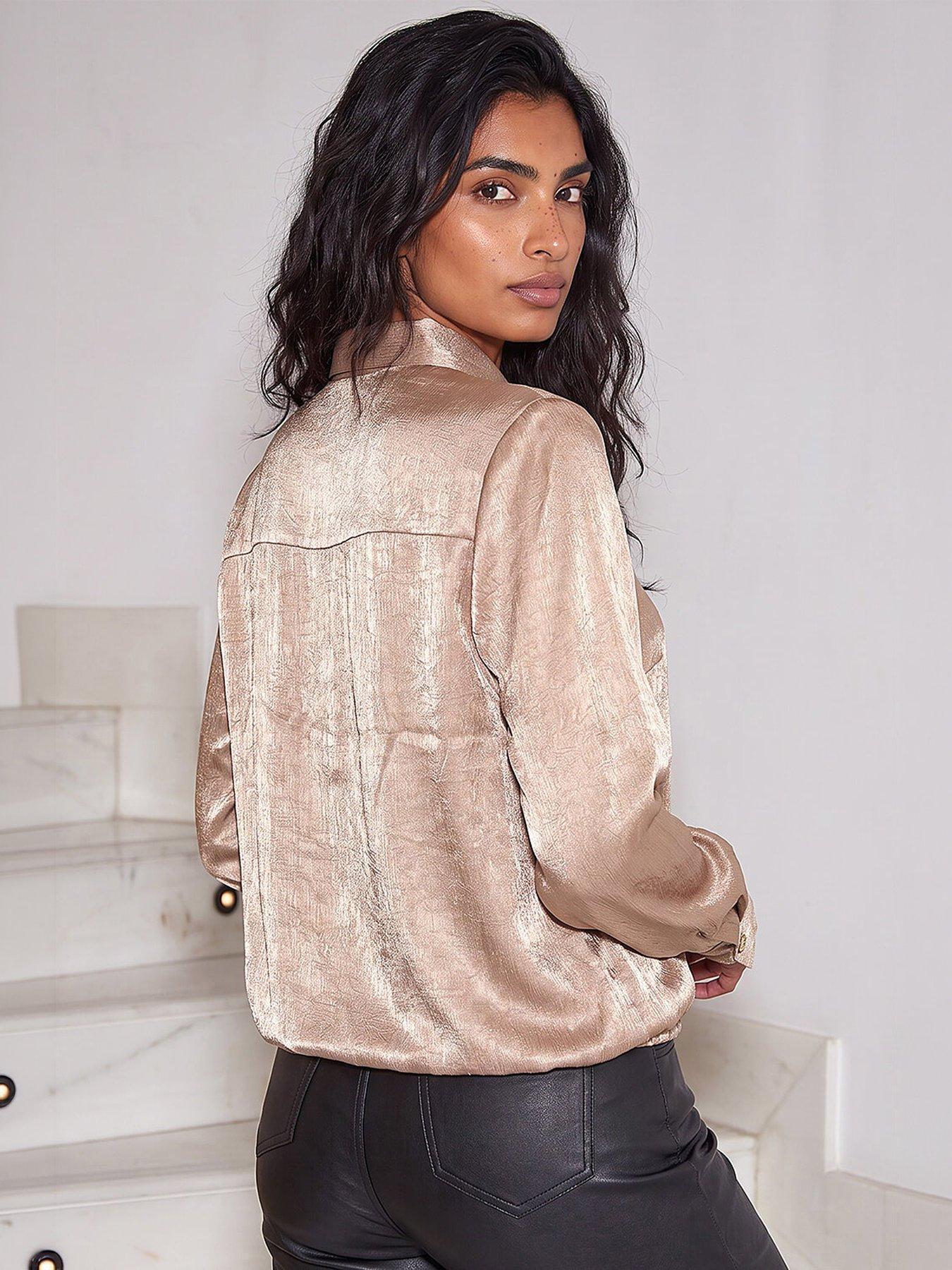 Image 4 of 4 of Roman Satin Tie Hem Shirt