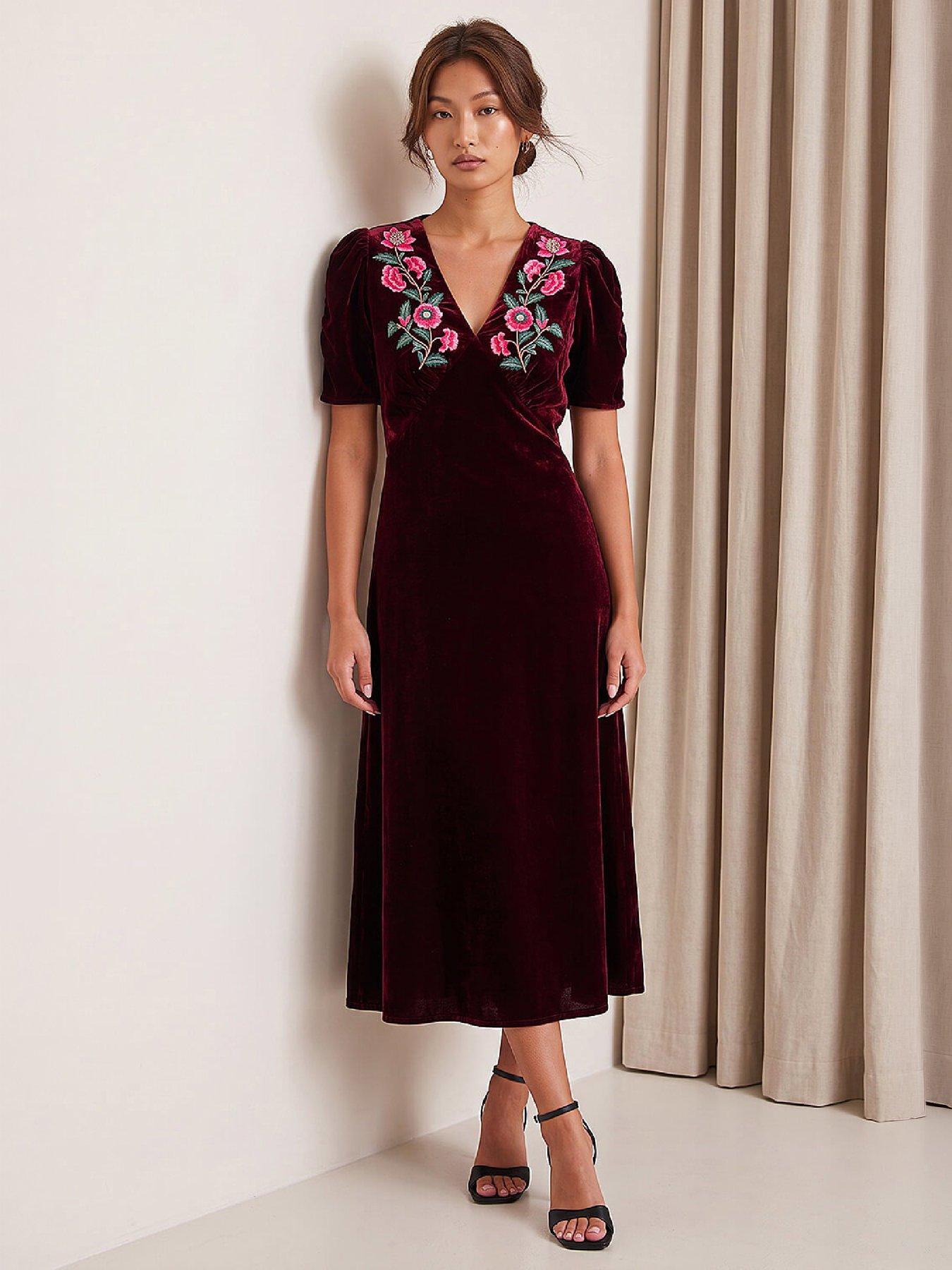 Image 4 of 4 of Roman Velvet Embroidered Dress