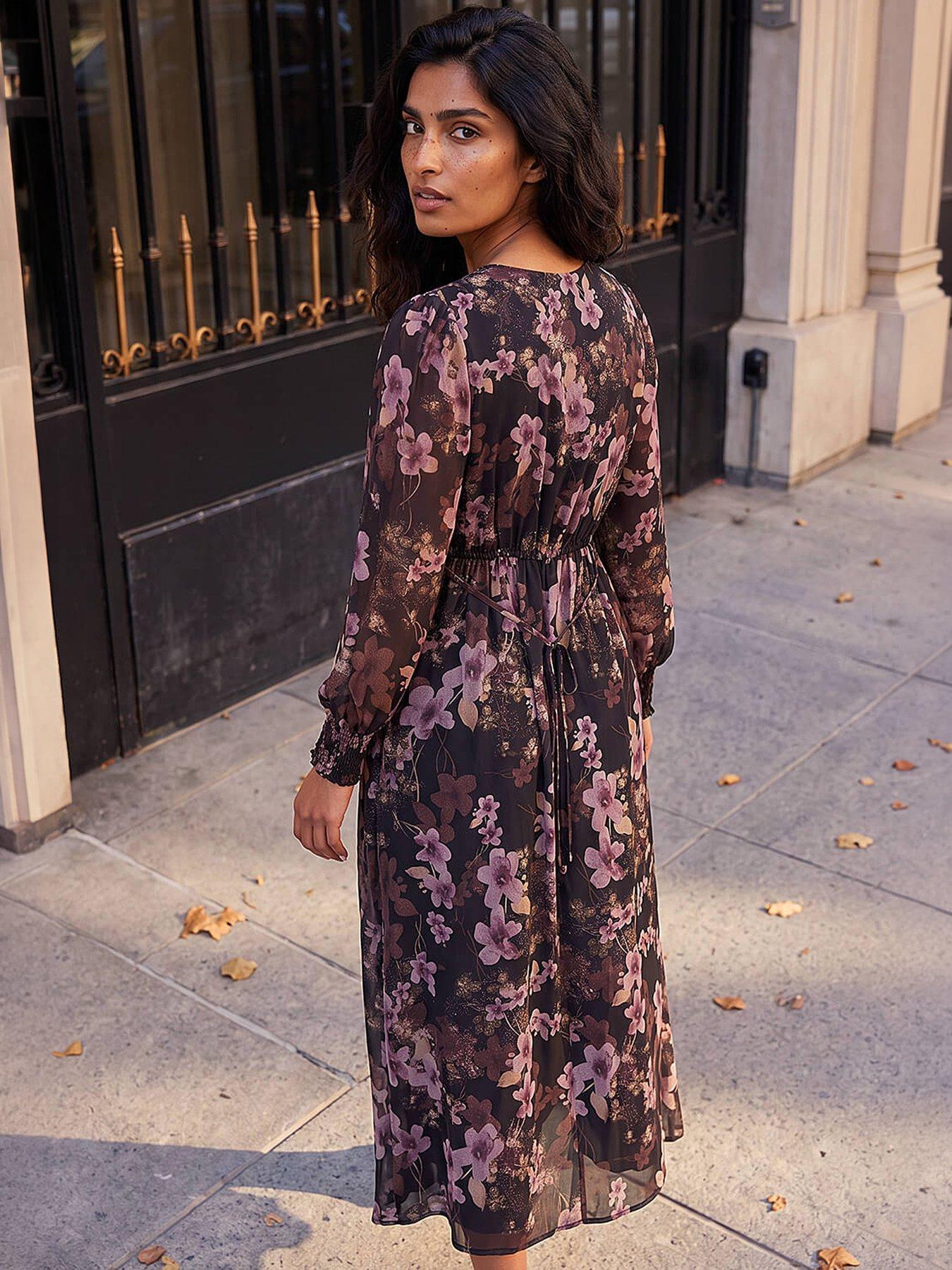 Image 3 of 4 of Roman Floral Gathered Midi Dress