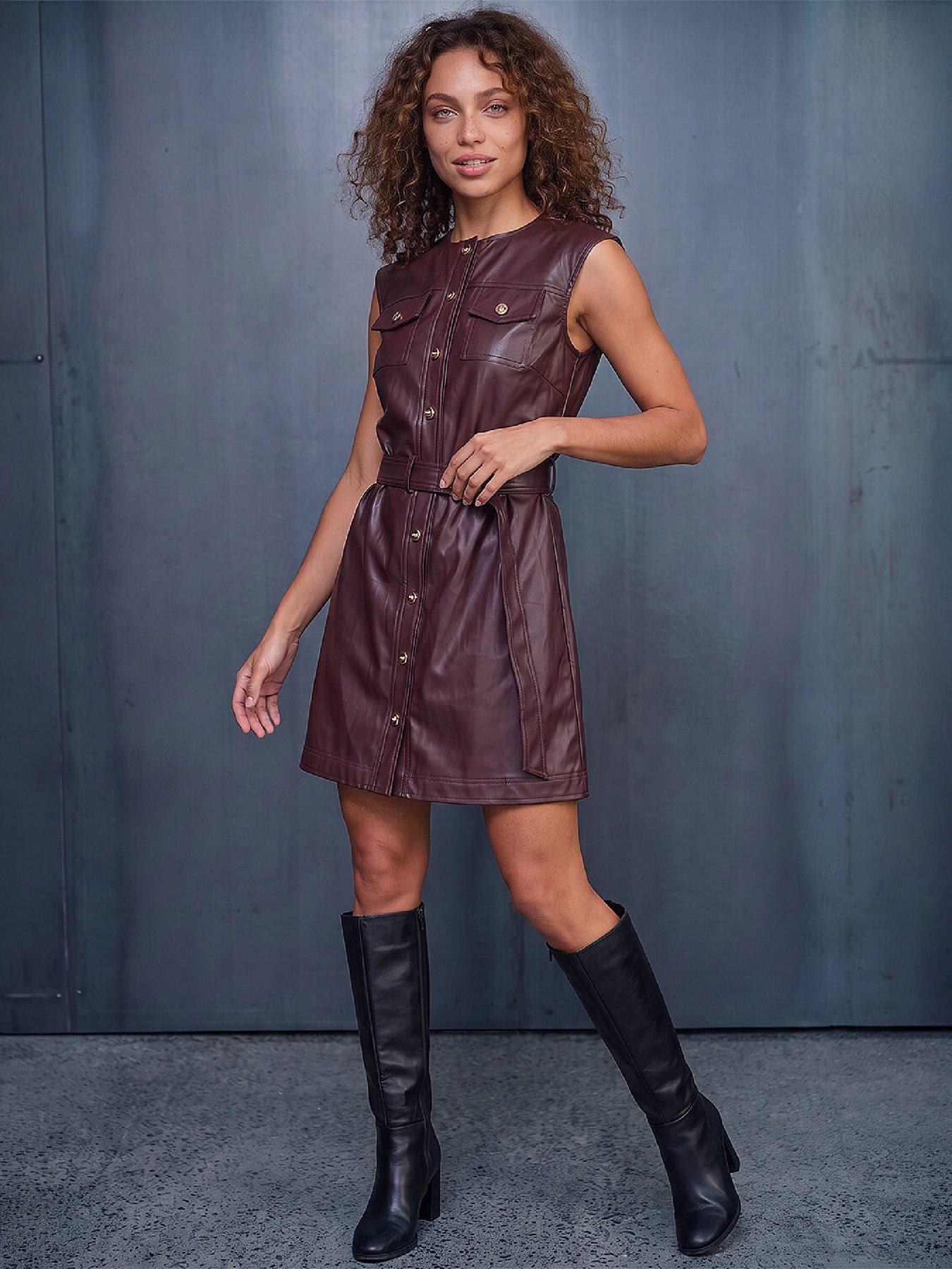 Image 3 of 4 of Roman Pu Belted Dress