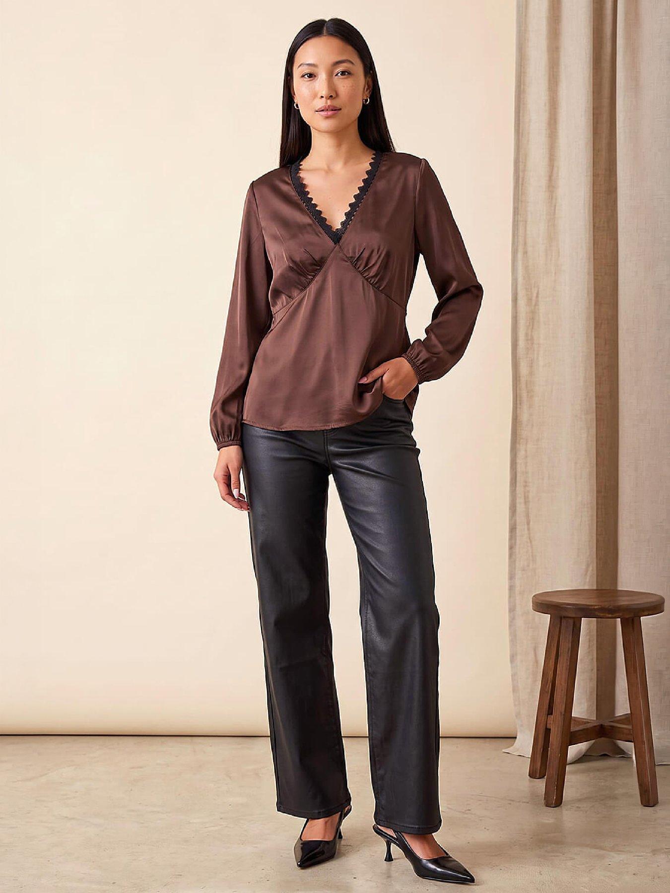 Image 4 of 4 of Roman Contrast Lace Trim Top