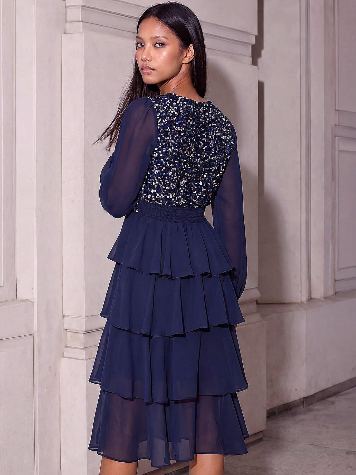 Image 3 of 4 of Roman Petite Sequin Midi Dress
