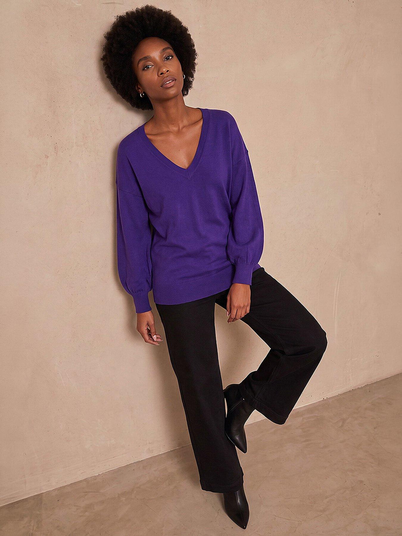 Image 4 of 4 of Roman V-neck Stretch Longline Jumper