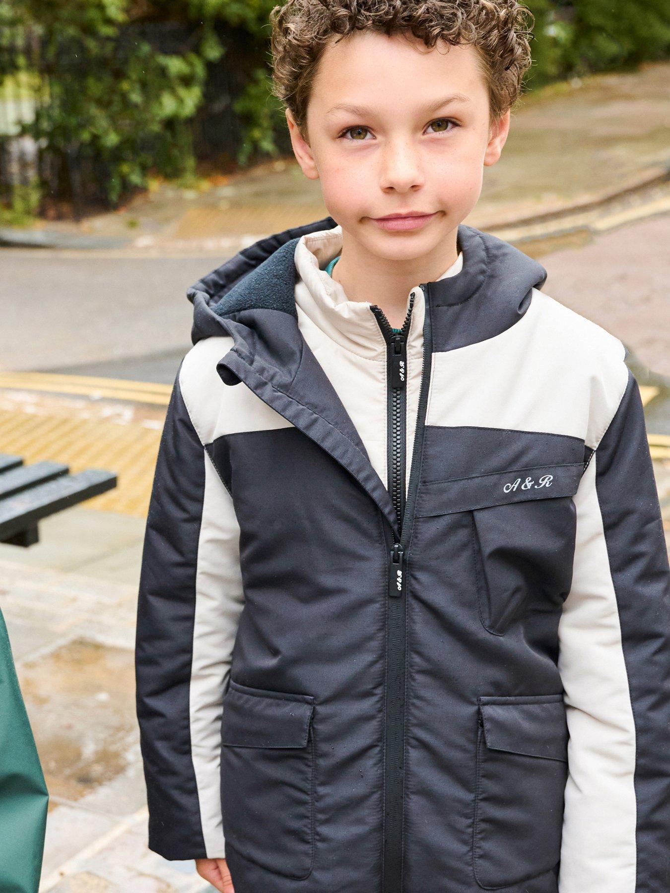 Image 1 of 7 of Angel & Rocket Boys Samuel Colour Block Fleece Lined Coat - Black