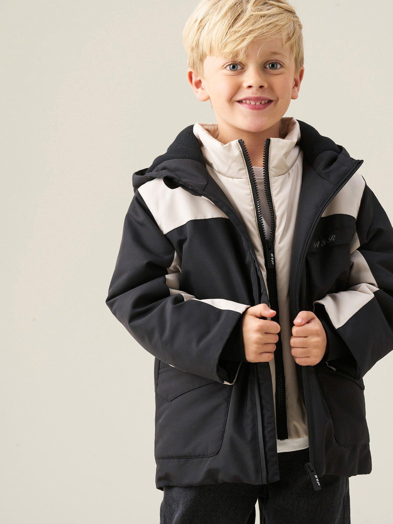 Image 5 of 7 of Angel & Rocket Boys Samuel Colour Block Fleece Lined Coat - Black