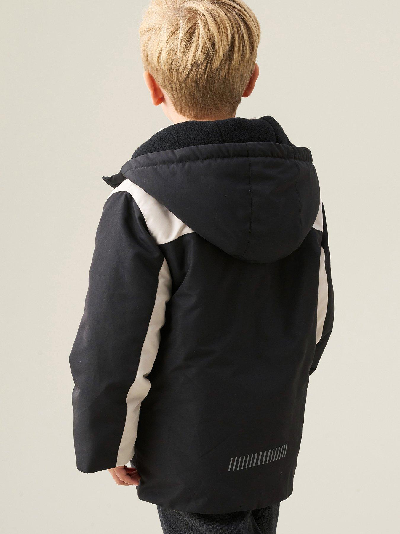 Image 6 of 7 of Angel & Rocket Boys Samuel Colour Block Fleece Lined Coat - Black