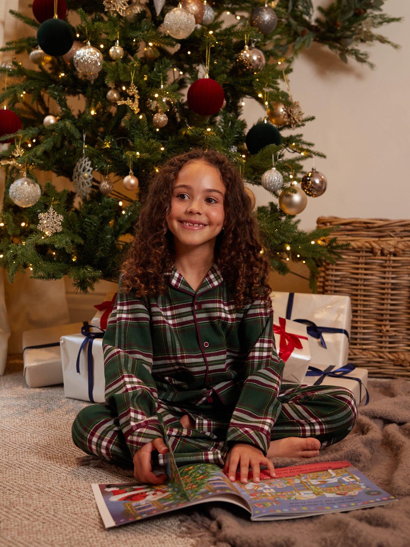 Image 1 of 5 of Cyberjammies Girls Enchanted Nutcracker Check Long Sleeve Christmas Pyjamas - Dark Green