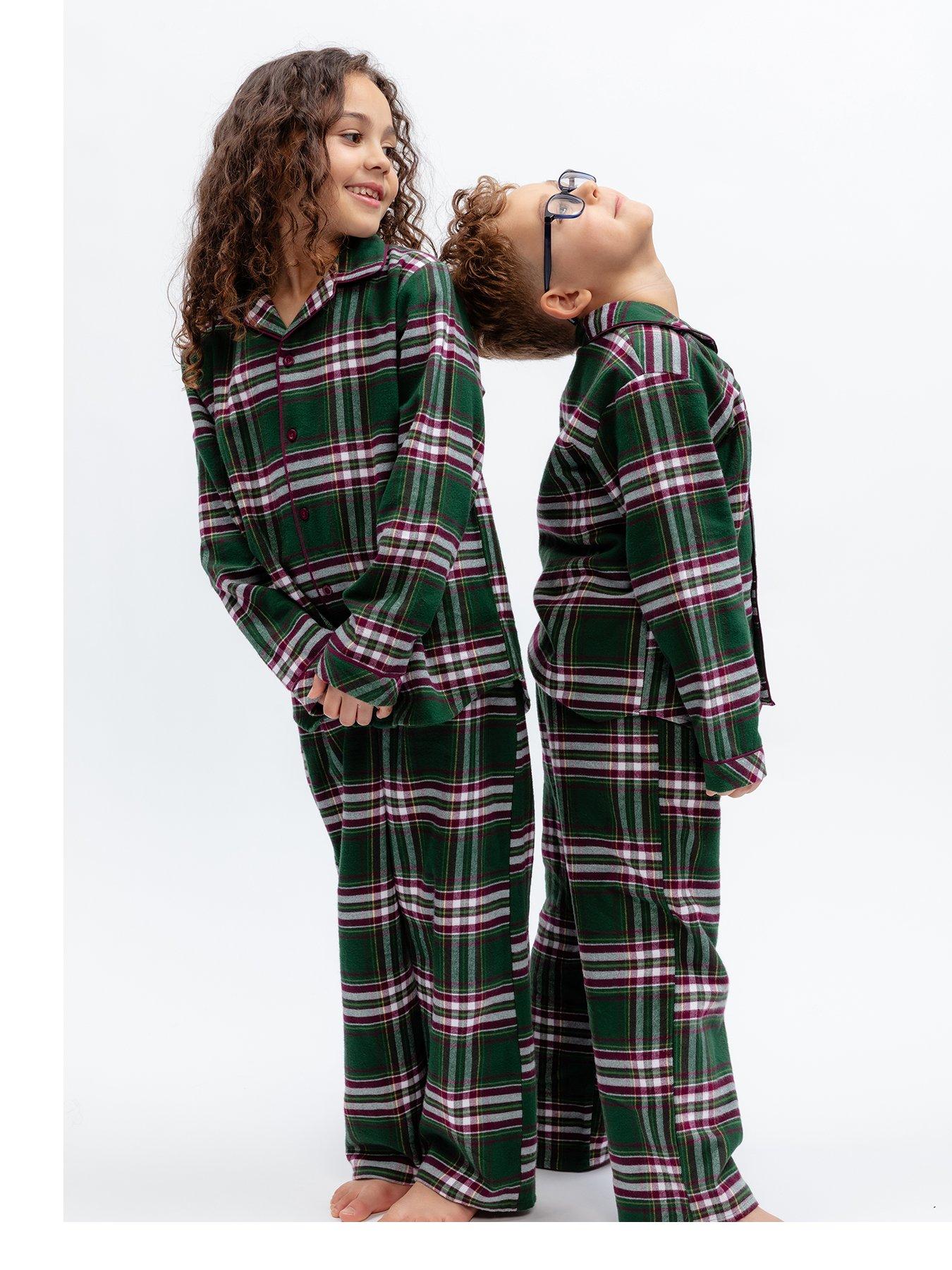 Image 2 of 5 of Cyberjammies Girls Enchanted Nutcracker Check Long Sleeve Christmas Pyjamas - Dark Green