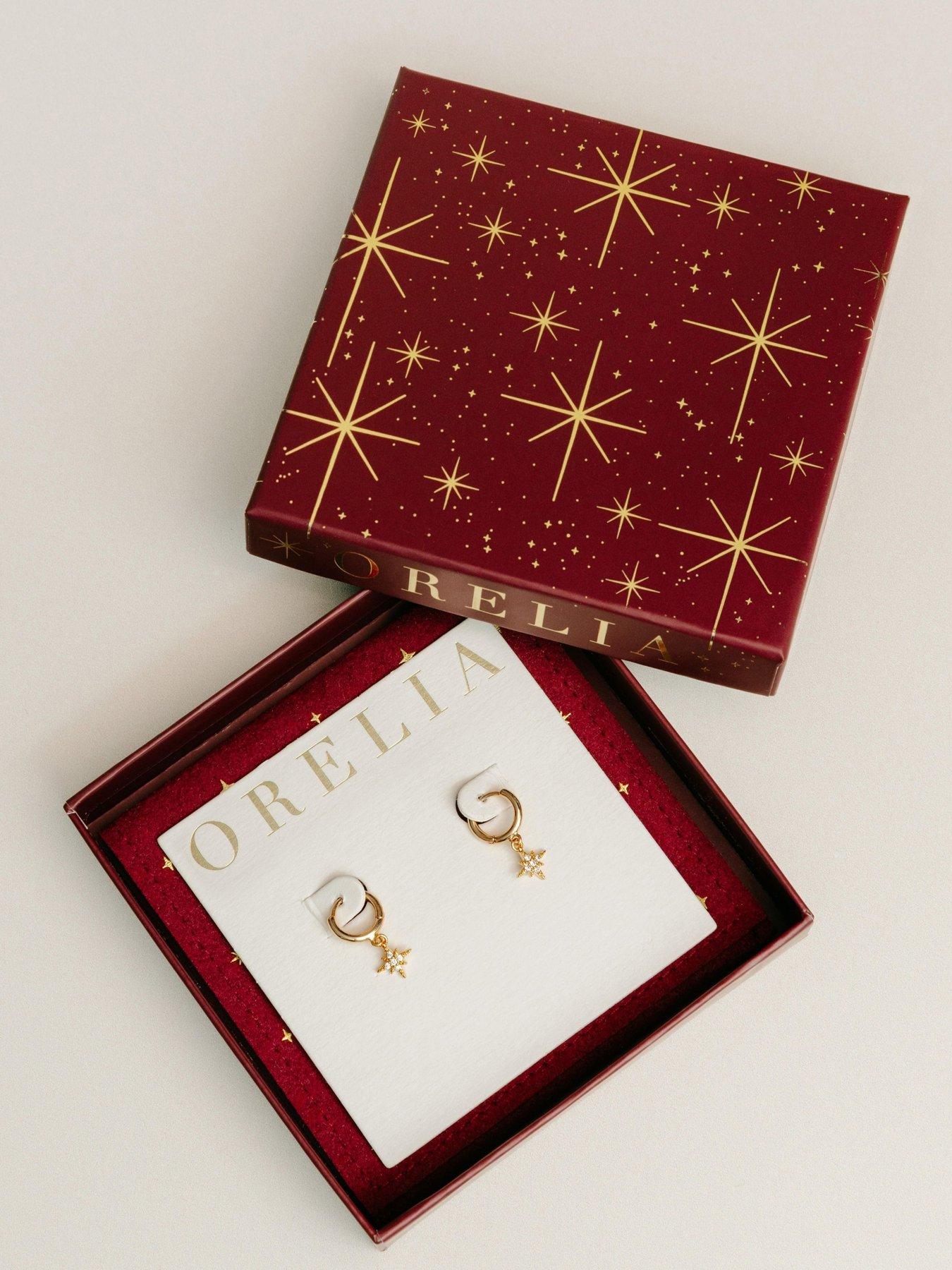 Image 2 of 3 of Orelia Womens Starburst Pave Micro Hoop Earrings - Gold
