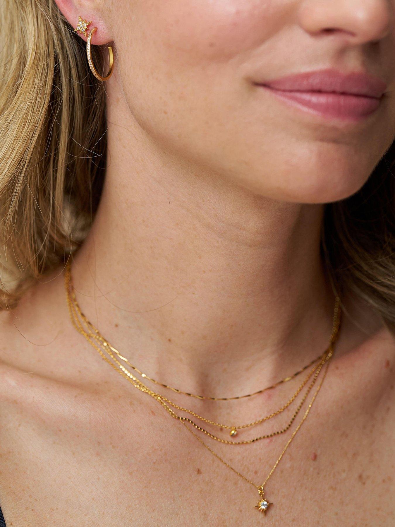 Image 1 of 3 of Orelia Starburst Crystal Charm Necklace - Gold