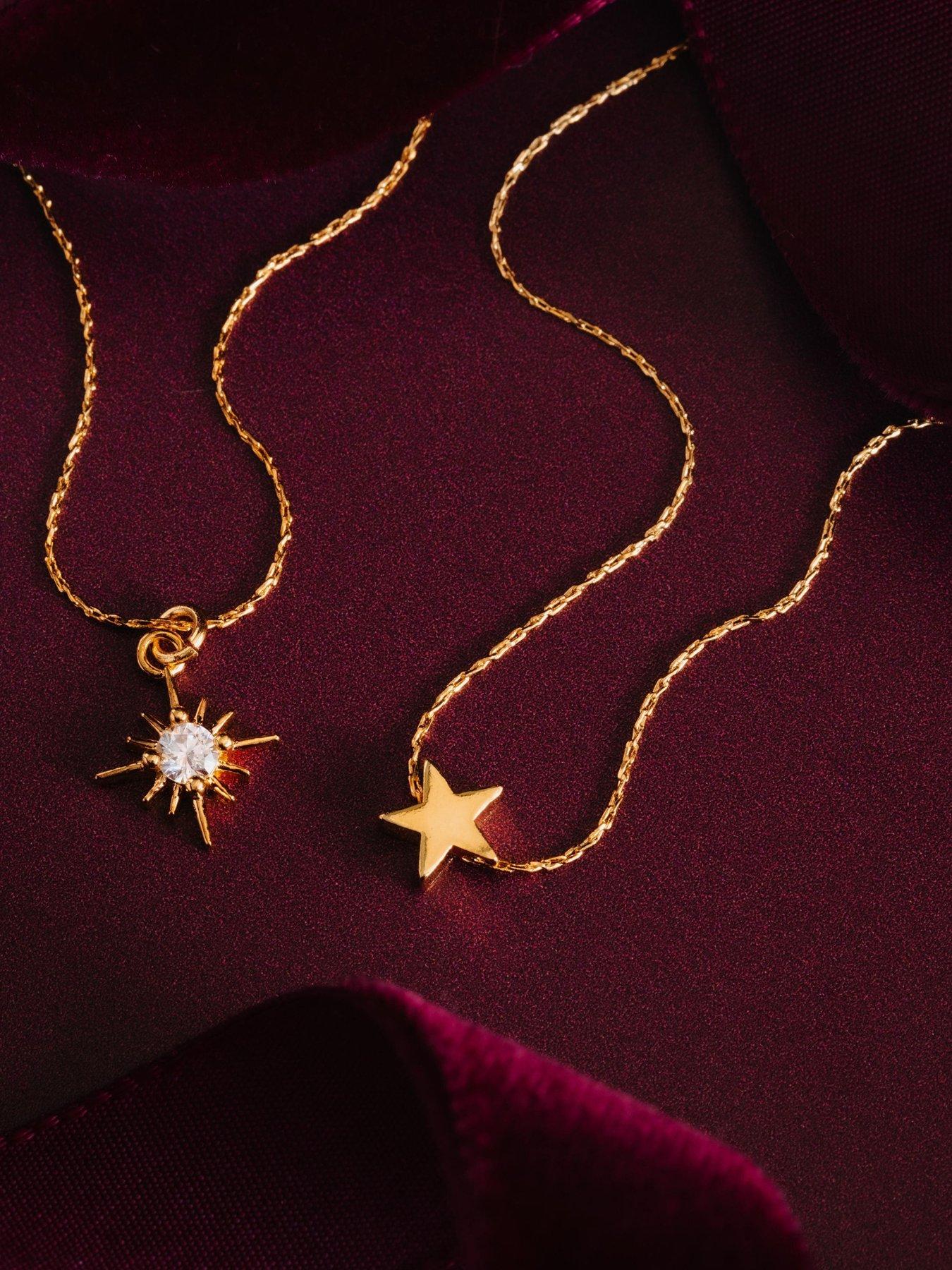 Image 2 of 3 of Orelia Starburst Crystal Charm Necklace - Gold