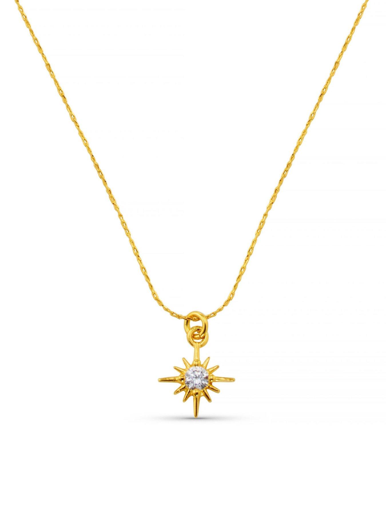 Image 3 of 3 of Orelia Starburst Crystal Charm Necklace - Gold