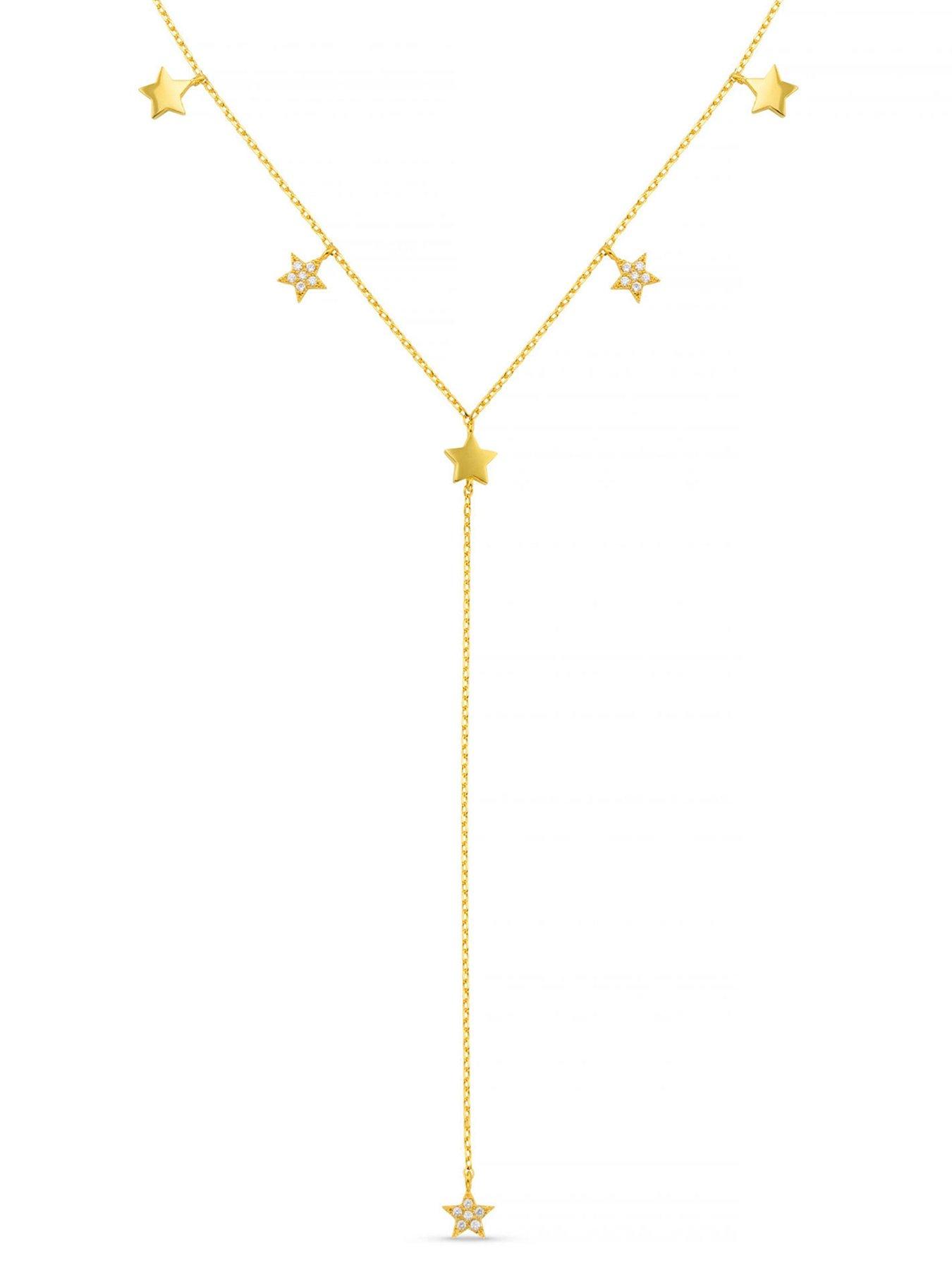 Image 1 of 3 of Orelia Womens Multi Star Crystal Lariat Necklace - Gold