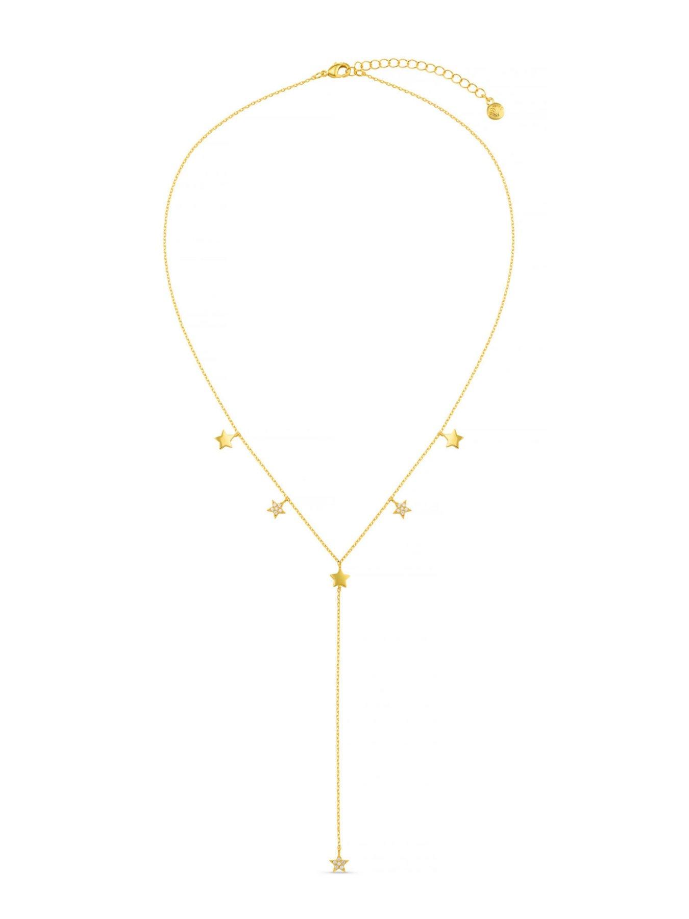 Image 2 of 3 of Orelia Womens Multi Star Crystal Lariat Necklace - Gold