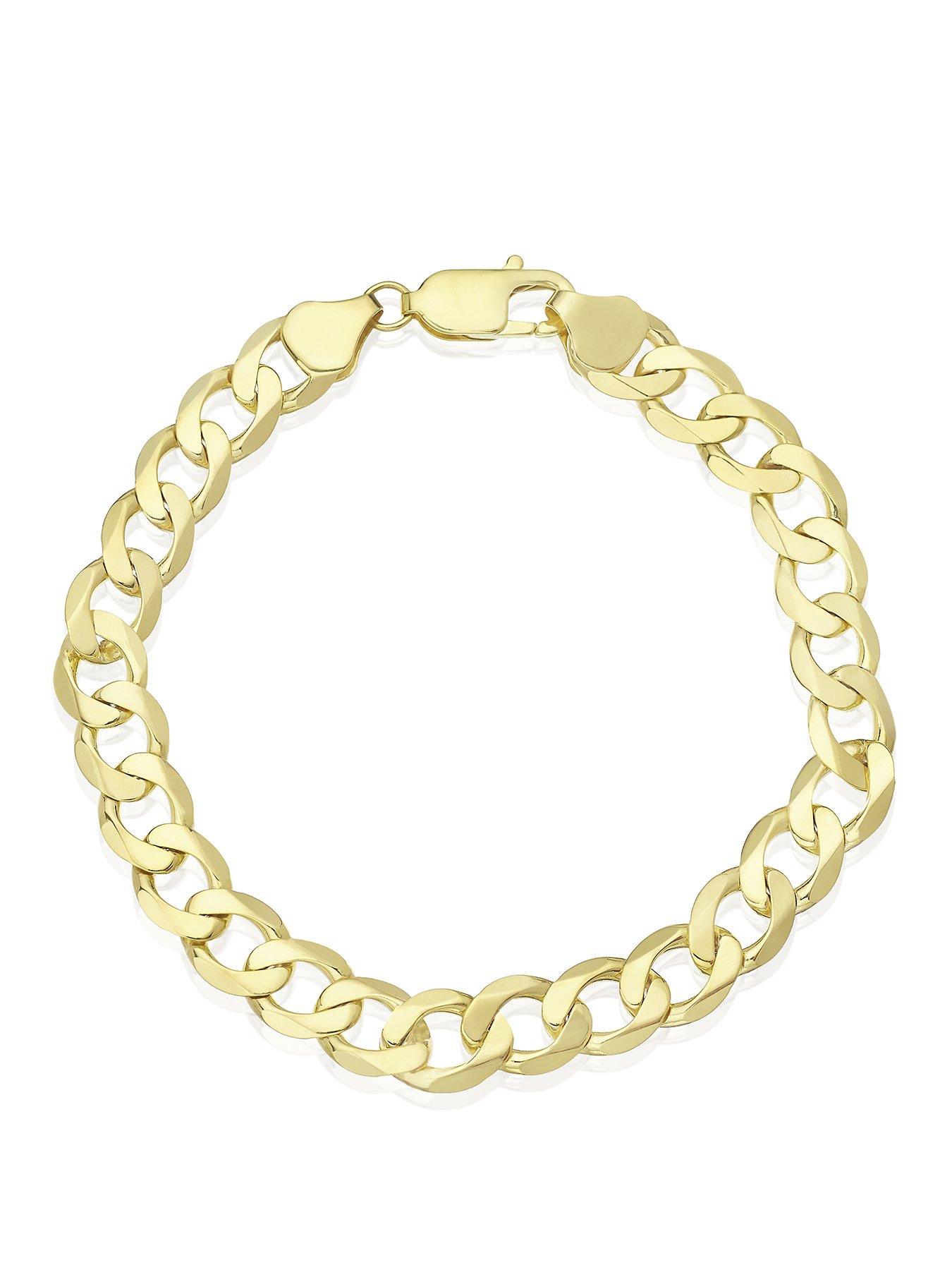 Image 1 of 3 of Ernest Jones Ernest Jones Mens Solid Gold Curb Polished Bracelet - Gold