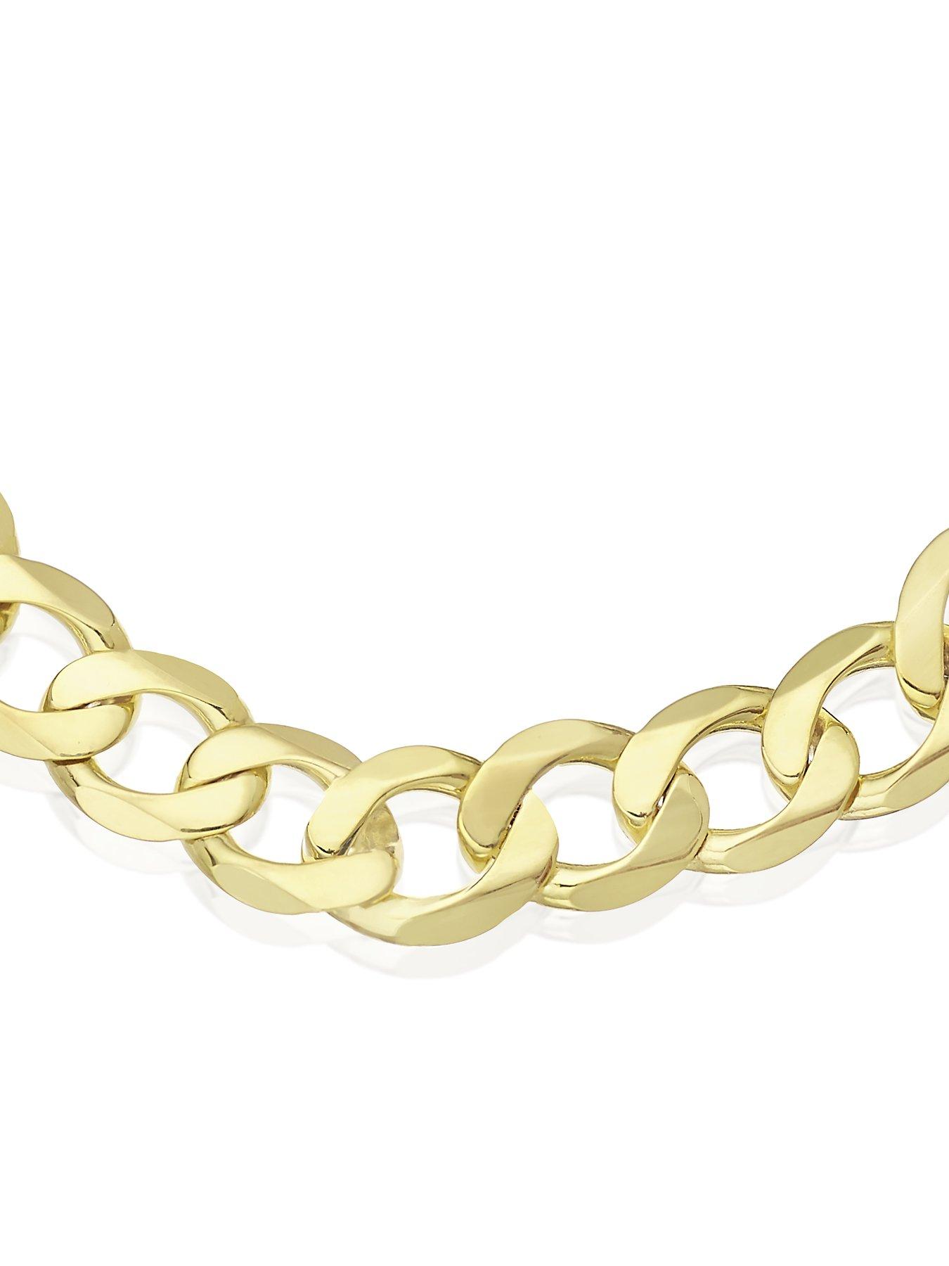 Image 2 of 3 of Ernest Jones Ernest Jones Mens Solid Gold Curb Polished Bracelet - Gold