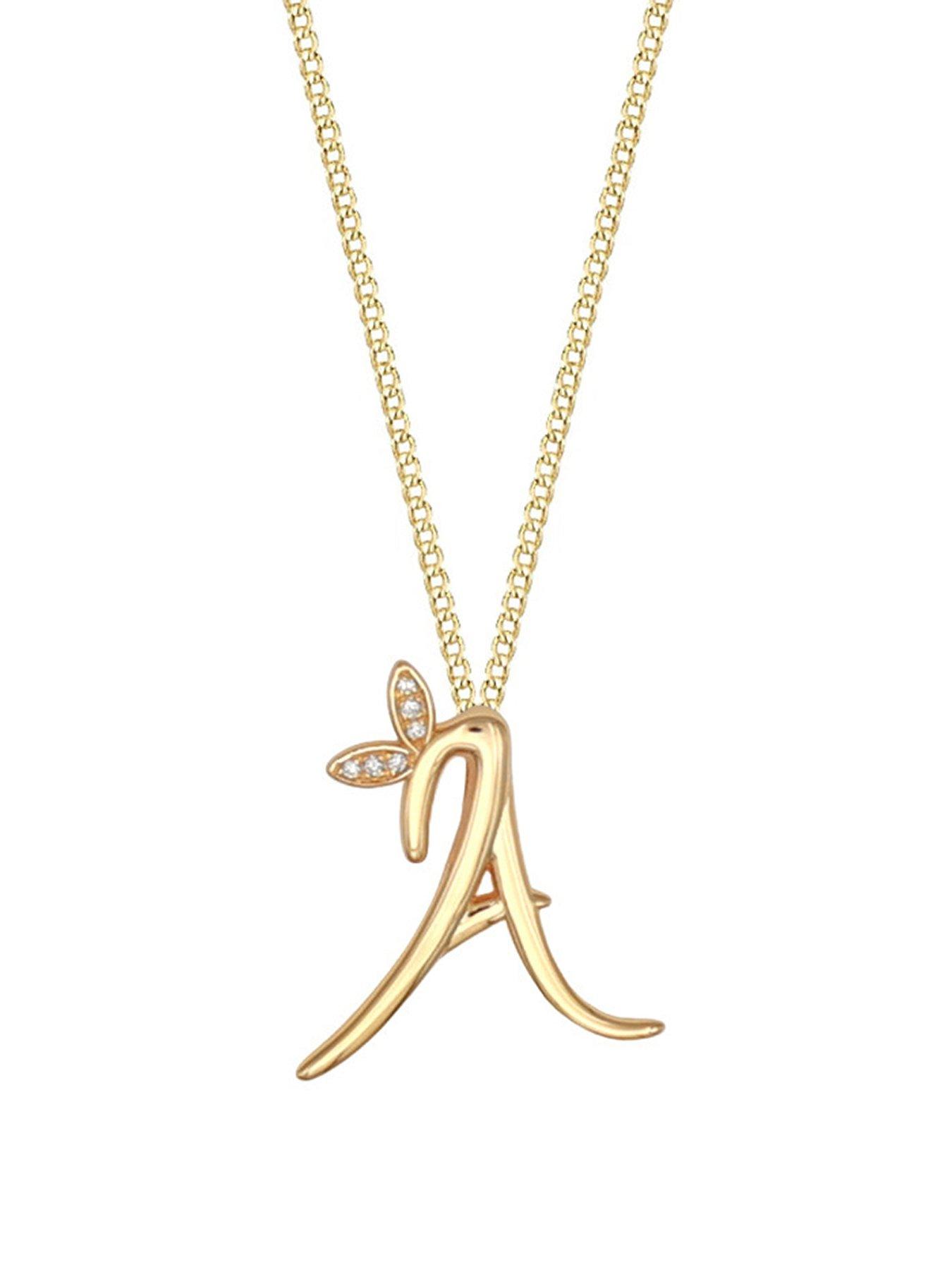 Image 1 of 2 of Say It With Womens Winged Diamond Personalised Initial Necklace - Yellow Gold
