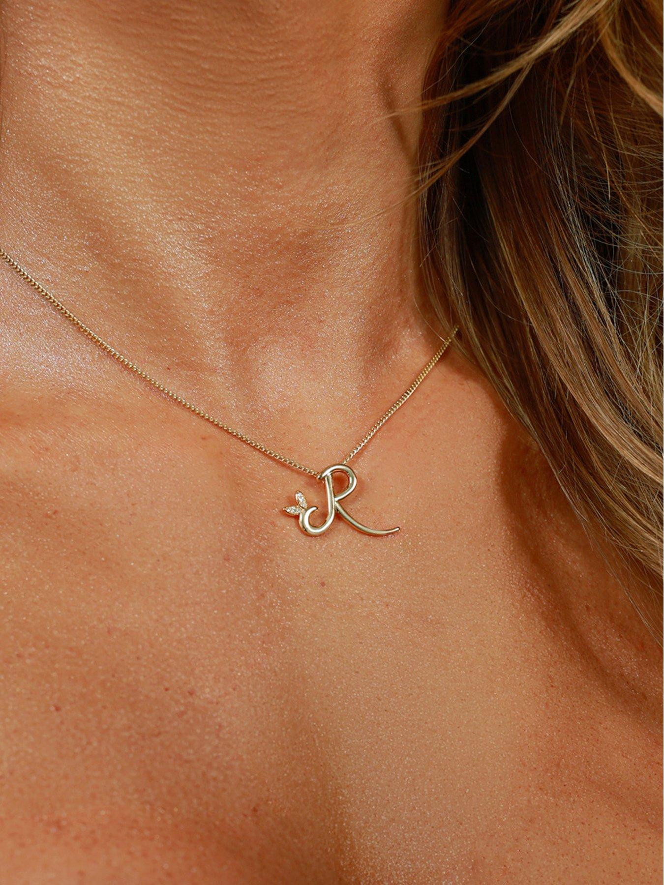 Image 2 of 2 of Say It With Womens Winged Diamond Personalised Initial Necklace - Yellow Gold